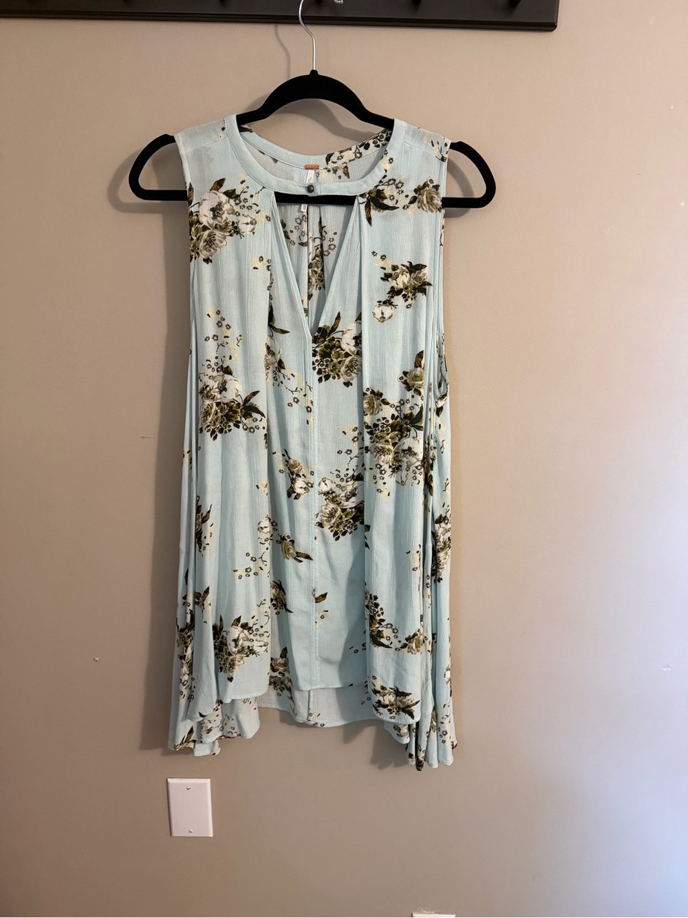 Free People Pale Blue Floral Tunic Dress
